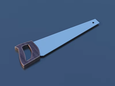 Durable Household Handsaw With Wooden Handle Sharp Metal Blade For Cutting 3d model