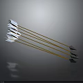 Brown Shafts Silver Arrowheads Weapons with Reflective Surfaces Arranged on Dark Background