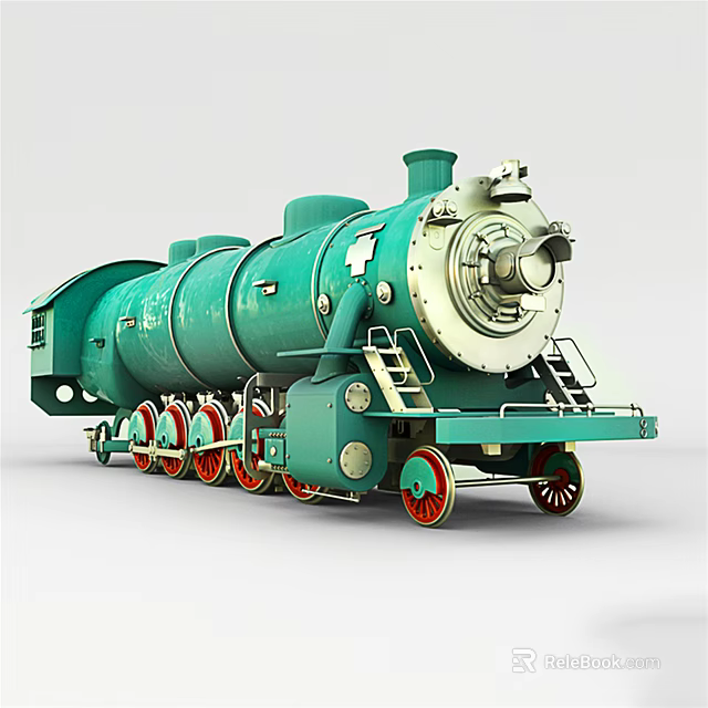 Vintage Green Steam Train With Red Wheels Classic Design And Retro Style 3d model 