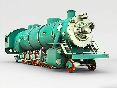 Vintage Green Steam Train With Red Wheels Classic Design And Retro Style 3d model