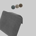 Gray Fabric Cushion With Three Colored Spheres In Blue Gray And Brown Tones