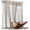Modern Reception Desk Interior Design With Marble Curtain And Curved Wooden Surface