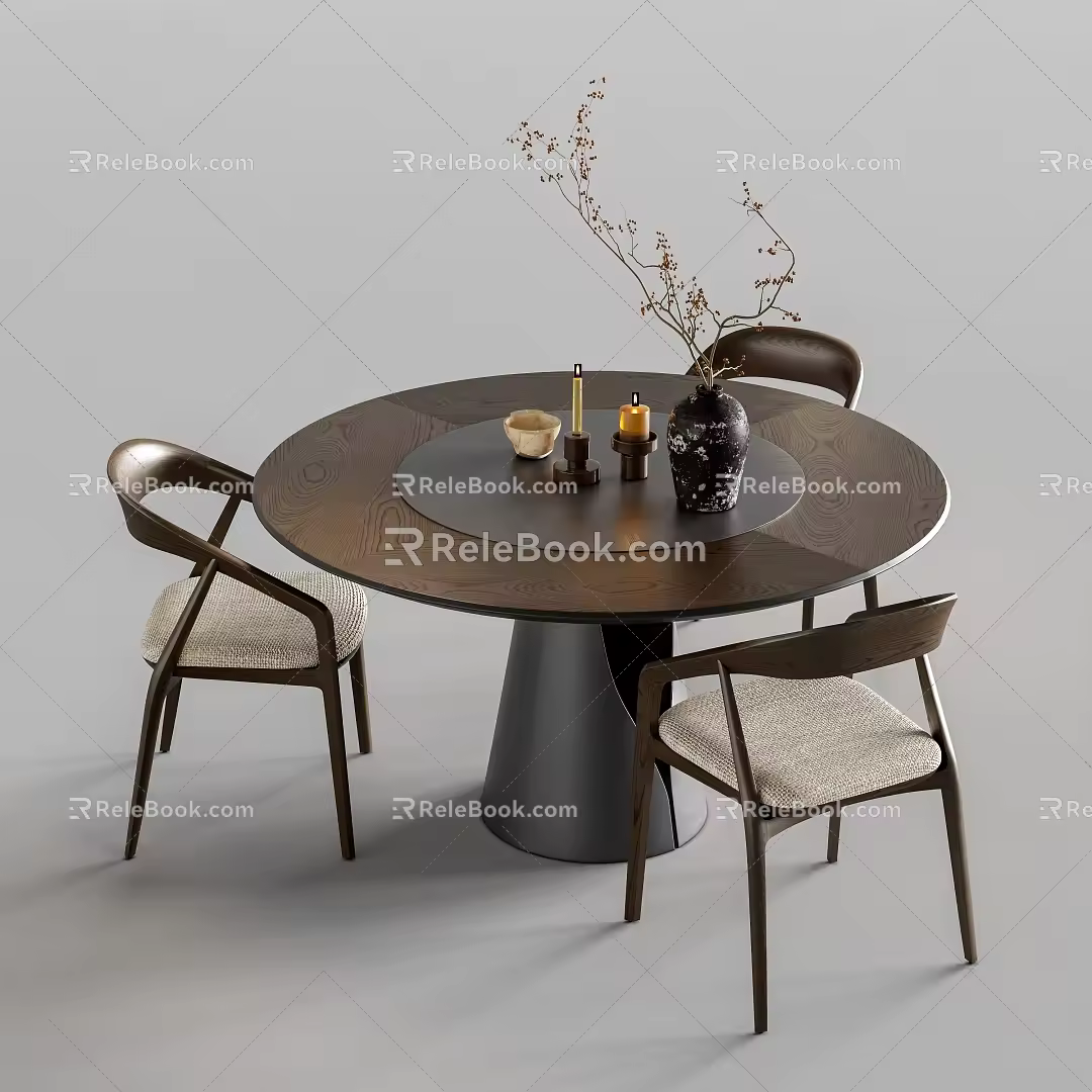 Middle-style dining tables and chairs 3d model