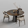 Middle-style dining tables and chairs 3d model