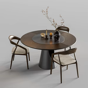 Middle-style dining tables and chairs 3d model