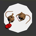 Cute Mice Figurine Holding Red Heart Balloon And Yellow Heart On White Hexagon Base
