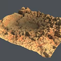 Detailed Desert Terrain Model With Rugged Mountains Sandy Surface And Rocky Texture 3d model