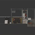 Industrial Facility Model Featuring Metal Frame Structure Mechanical Equipment And Concrete Blocks