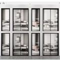 Modern Sliding Doors With Black Frame Glass Design For Interior Partition 3d model