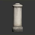 Modern Stone Column Interior Design With Cracked Surface And Smooth Base 3d model