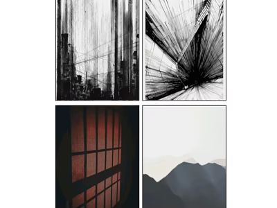 Modern Abstract Paintings With Bold Lines Geometric Shapes And Monochrome Tones 3d model