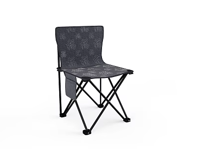 Portable Foldable Casual Leisure Chair With Traditional Chinese Blessing Pattern Side Pocket For Outdoor Activities 3d model