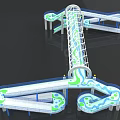 3D Decorative Bridge Design With Curved Pathways White Framework And Blue Green Patterns 3d model