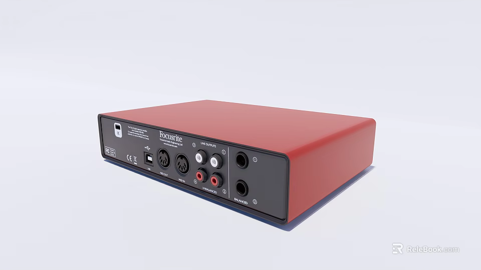 Red Compact Headphone Audio Device With Multiple Connection Ports And Sleek Design 3d model 