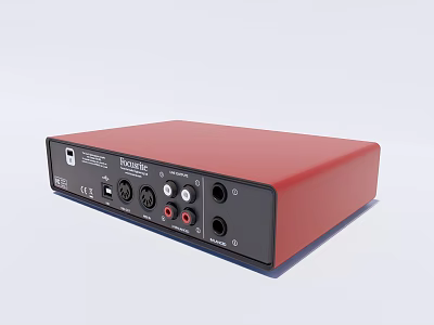 Red Compact Headphone Audio Device With Multiple Connection Ports And Sleek Design 3d model
