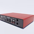 Red Compact Headphone Audio Device With Multiple Connection Ports And Sleek Design