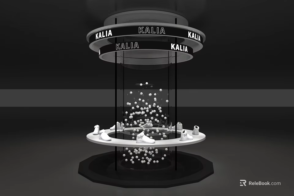 KALIA Display Stand With Multi Tiered Structure And Floating Decorative Objects 3d model 