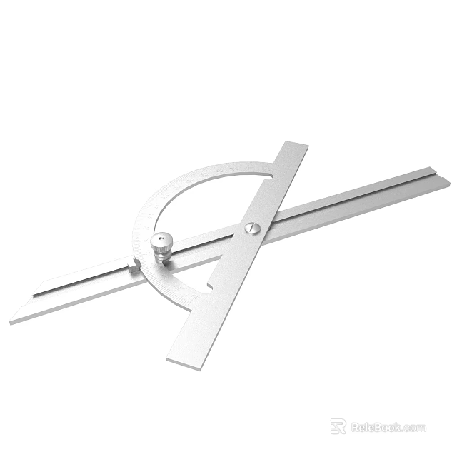 Metal Protractor Ruler Tool With Adjustable Sliding Arm For Angle Measurement 3d model 