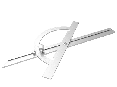 Metal Protractor Ruler Tool With Adjustable Sliding Arm For Angle Measurement 3d model