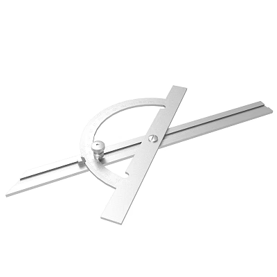Metal Protractor Ruler Tool With Adjustable Sliding Arm For Angle Measurement 3d model