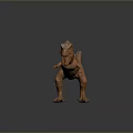 Orange T-Rex Dinosaur Model In Standing Pose With Textured Skin And Reflection