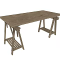 Simple Wooden Coffee Table With Cross Legs And Lower Storage Shelf
