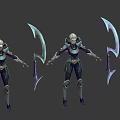 Game Movie Characters With Multiple Colorful Outfits Swords And Dynamic Poses Design