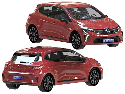Red Modern Hatchback Car Exterior Design With Sleek Body Alloy Wheels And Headlights 3d model