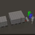 Modern Industrial Equipment Configuration With Large Square Tanks Colored Machinery And Storage Towers