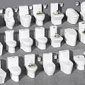 White Toilets In Various Styles Displayed In Modern Bathroom Showroom