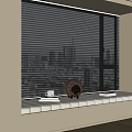 Cream style Shangri-La curtain floating window 3d model