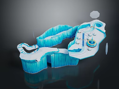 Frozen Natural Blue Ice Landscape With Winding Slide And Circular Pool Area 3d model