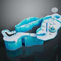 Frozen Natural Blue Ice Landscape With Winding Slide And Circular Pool Area