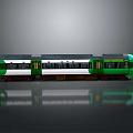 Modern Green and White Passenger Train Exterior Design With Windows and Yellow Accents
