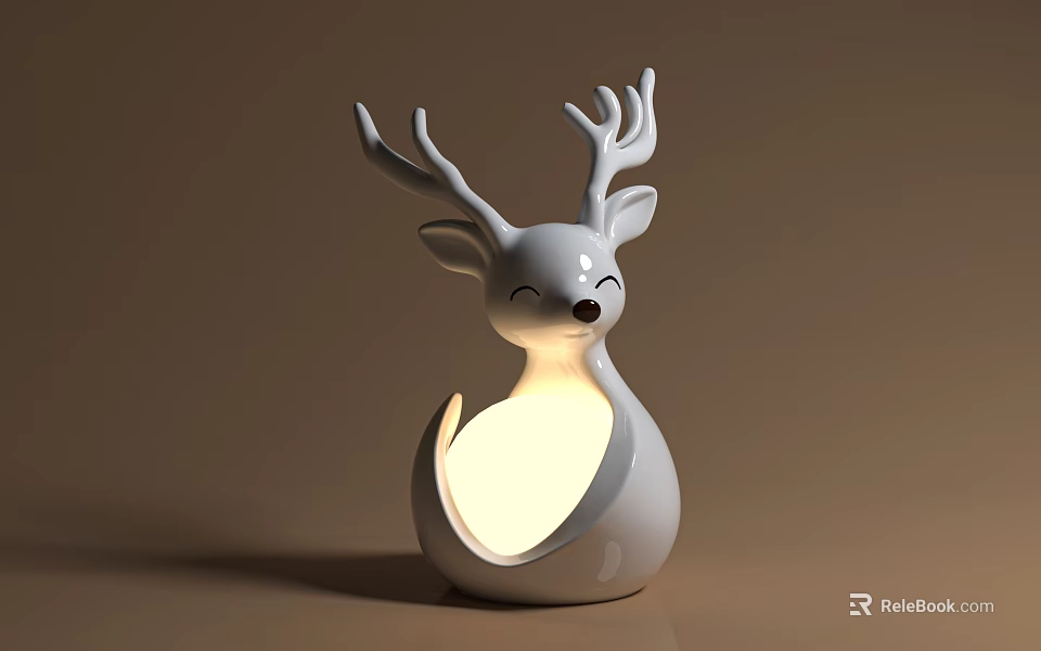 Adorable Deer Shaped Decorative Lamp With Illuminated Body And Antlers Design 3d model 
