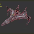 Futuristic Sci Fi Spaceship Model With Sleek Gray Body Twin Wings And Advanced Thrusters