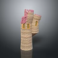 Castle Building Featuring Yellow Brick Towers Pink Roof And Decorative Windows