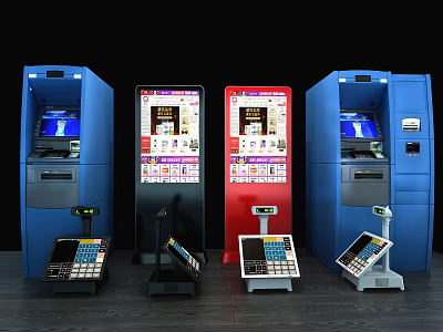 Commercial Self Service Payment Kiosks And ATM Machines For Business Use 3d model