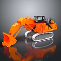 Orange Crawler Excavator With Large Bucket And Heavy Duty Industrial Machinery Design