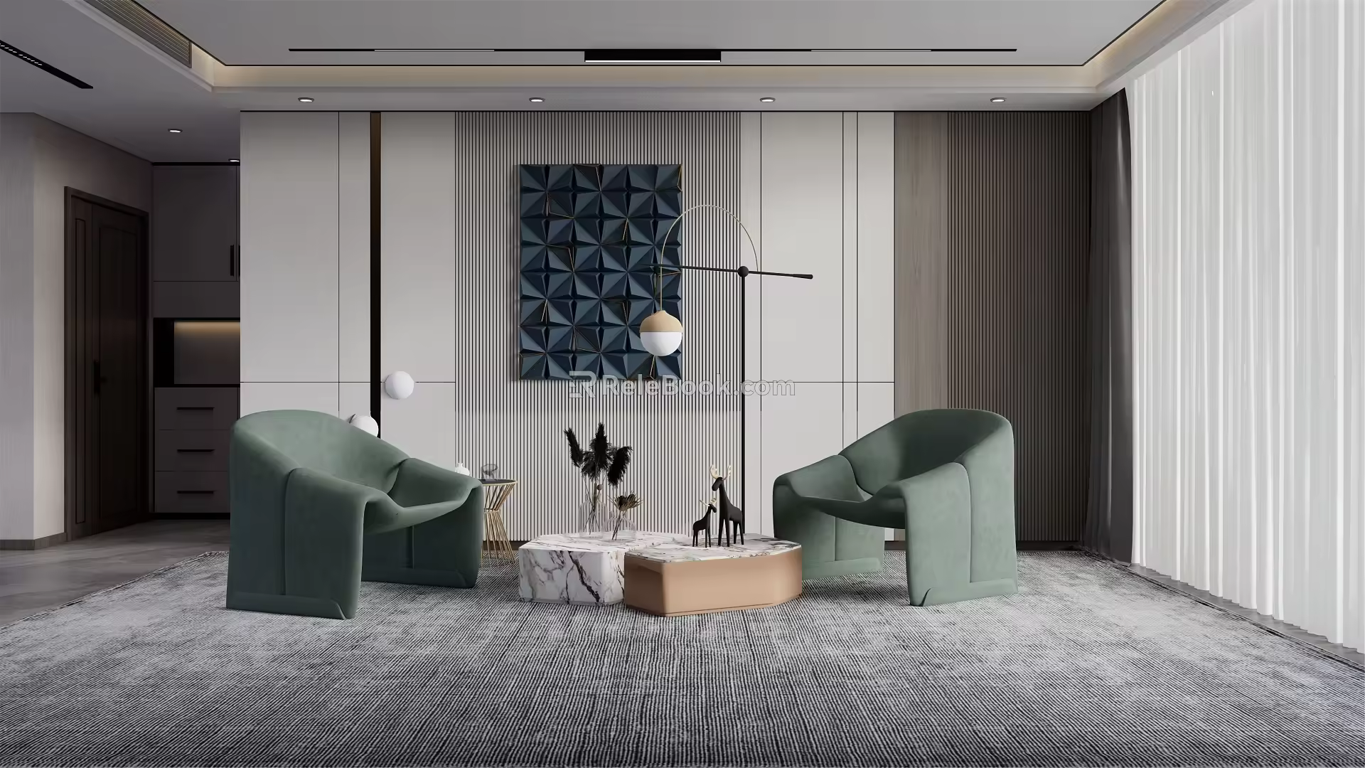 Modern leisure sofa combination shaped sofa coffee table combination 3d model