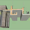 Modern node top surface node hidden light with curtain box node 3d model