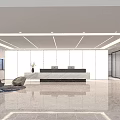 Modern Sleek Marble Office Reception Desk With Spacious Bright Minimalist Company Lobby Interior Design