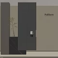 Poliform Modern Black Shoe Cabinet With Marble Top And Plant Decoration