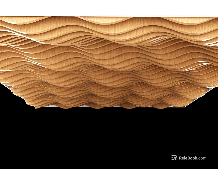 Elegant Wooden Ceiling with Wave Pattern Design for Modern Home Interiors 3d model 