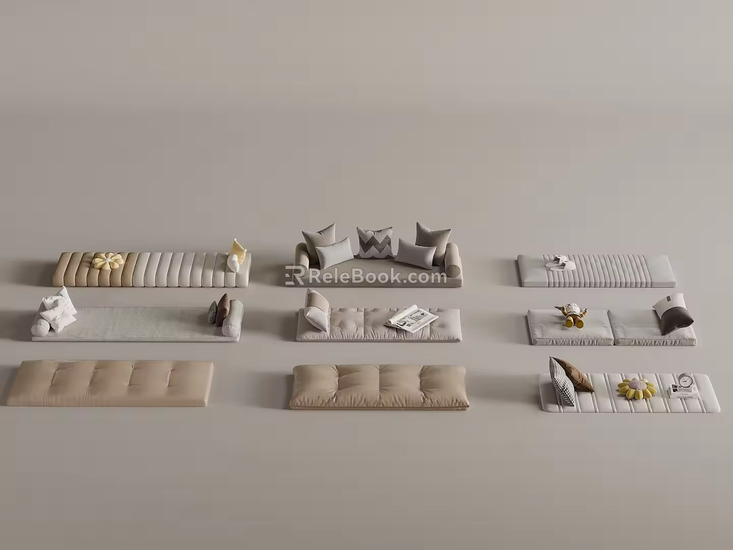 Cushion Bay Window Cushion Sofa Cushion 3d model
