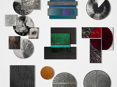 Modern Abstract Wall Decor with Geometric Shapes Colorful Patterns and Textured Surfaces 3d model