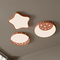 Kids Room Ceiling Lights Star Moon Round Shaped Brown Frame White Surface Star Patterns 3d model