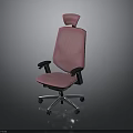 Comfortable Pink Office Chair With Mesh Back Headrest And Black Armrests
