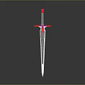 Decorative Sword With Red Blue Cross Guard And Silver Sharp Blade