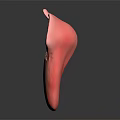 Abstract Pink Organ Shaped Artwork With Hair Textured Surface And Curved Design